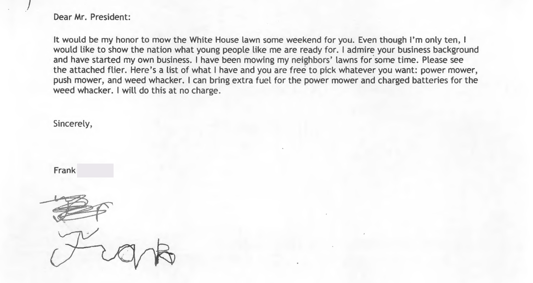 Frank from Falls Church, Va., makes an offer President Trump can't refuse.
