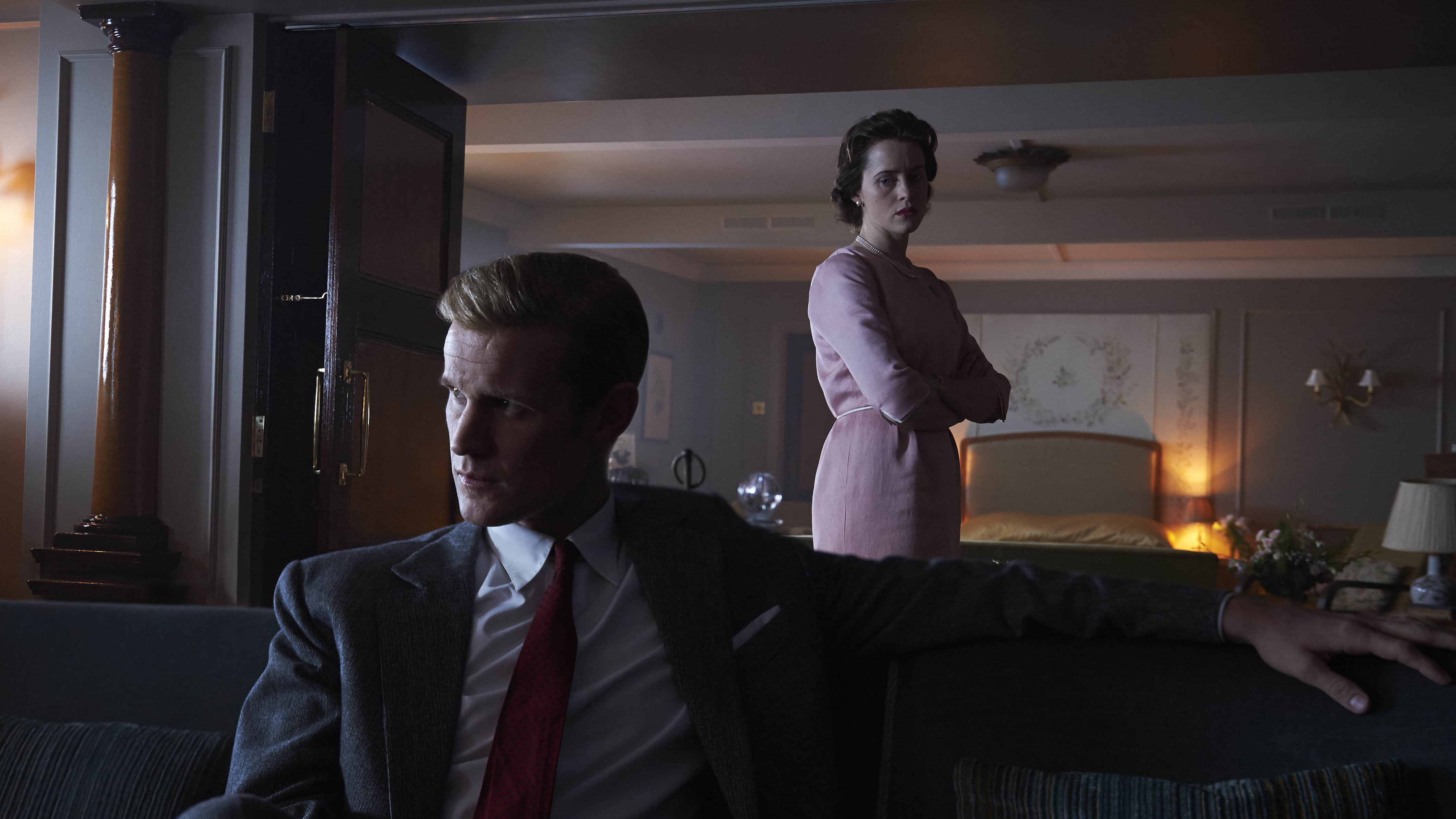 Prince Philip (Matt Smith) and Queen Elizabeth II (Claire Foy) in season two of <em>The Crown</em>. (Netflix)