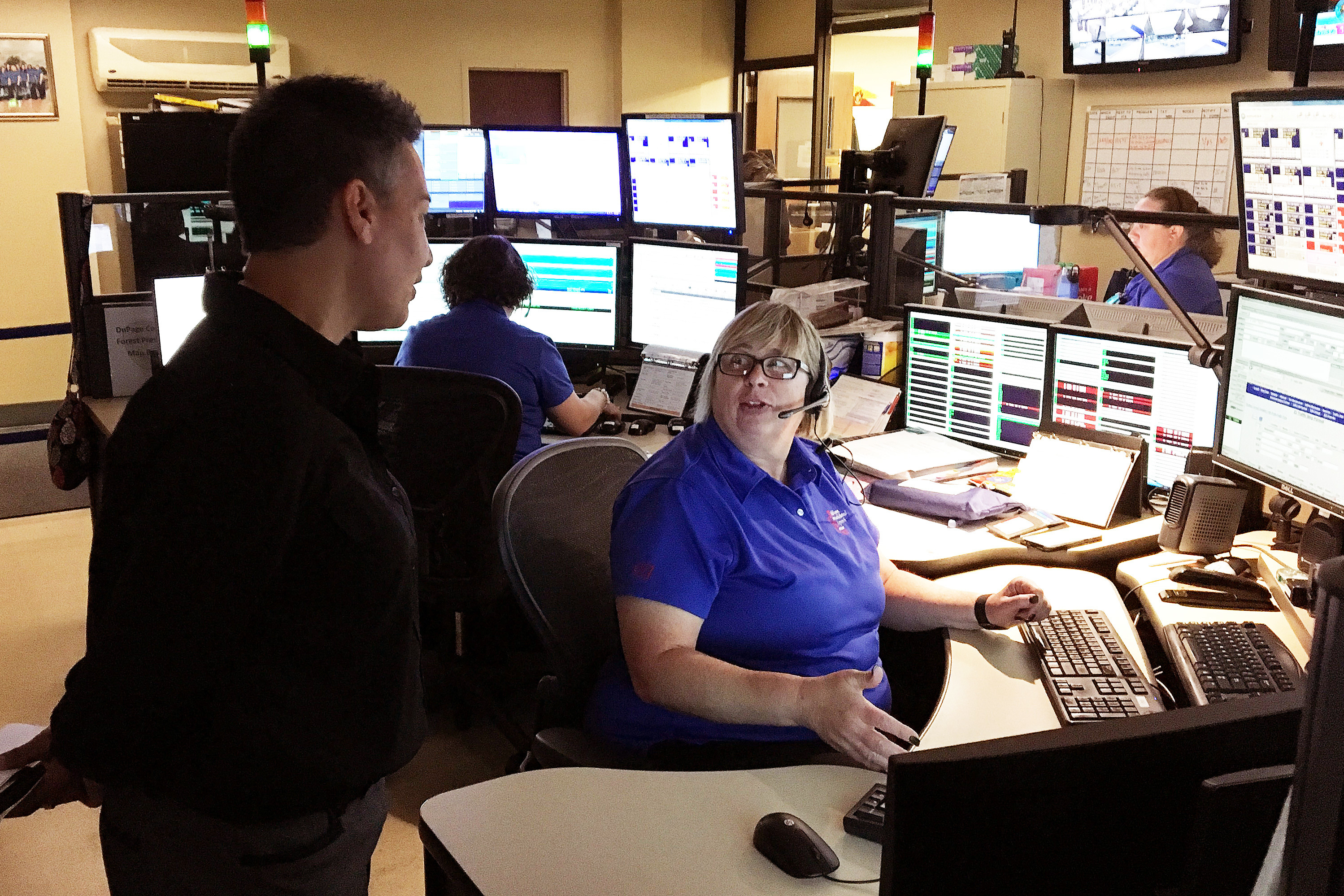 The Addison Consolidated Dispatch Center in Illinois is one of hundreds of 911 emergency call centers located across the country that are legacies of the 1967 Johnson Crime Commission. (NPR)