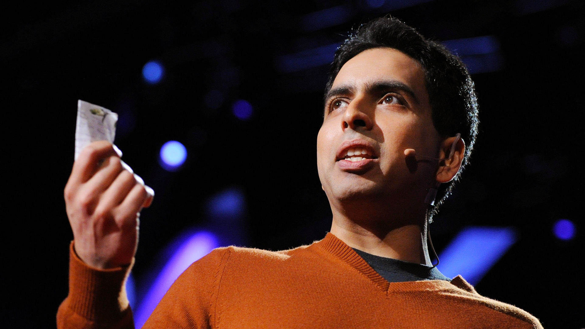 Sal Khan on the TED stage. (TED)