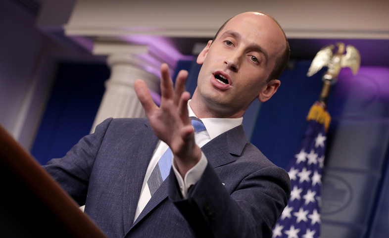 Senior White House policy adviser Stephen Miller talks to reporters about President Trump's support for creating a &quot;merit-based immigration system&quot; in the James Brady Press Briefing Room at the White House on Aug. 2. (Chip Somodevilla/Getty Images)