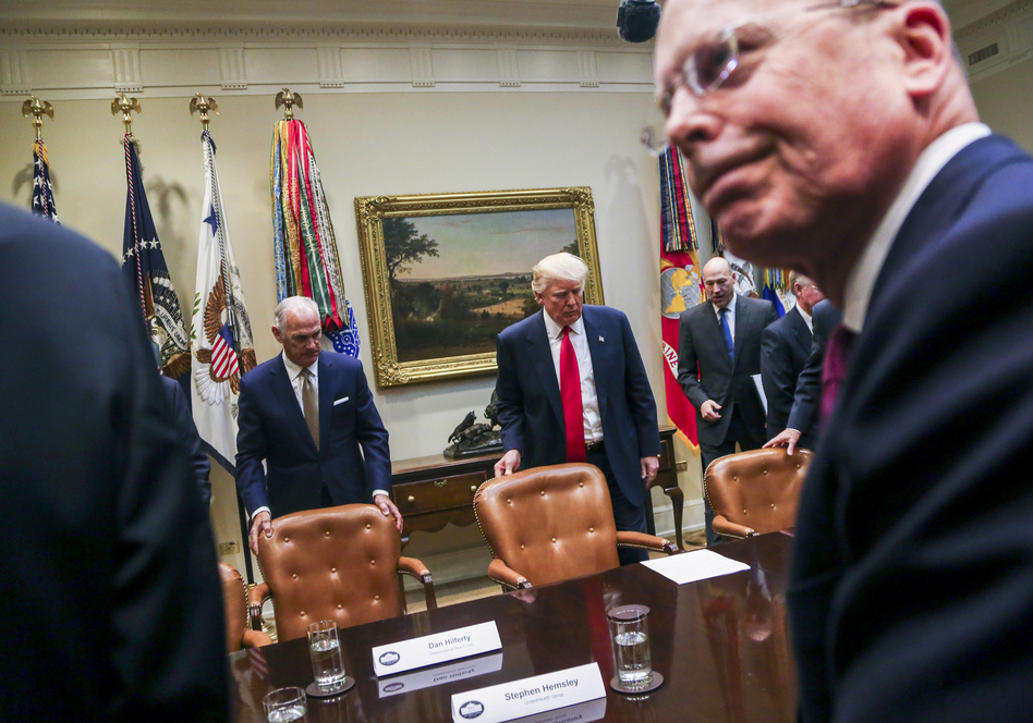 President Trump at a listening session with health insurance executives at the White House earlier this year. (Aude Guerrucci/Bloomberg/Getty Images)