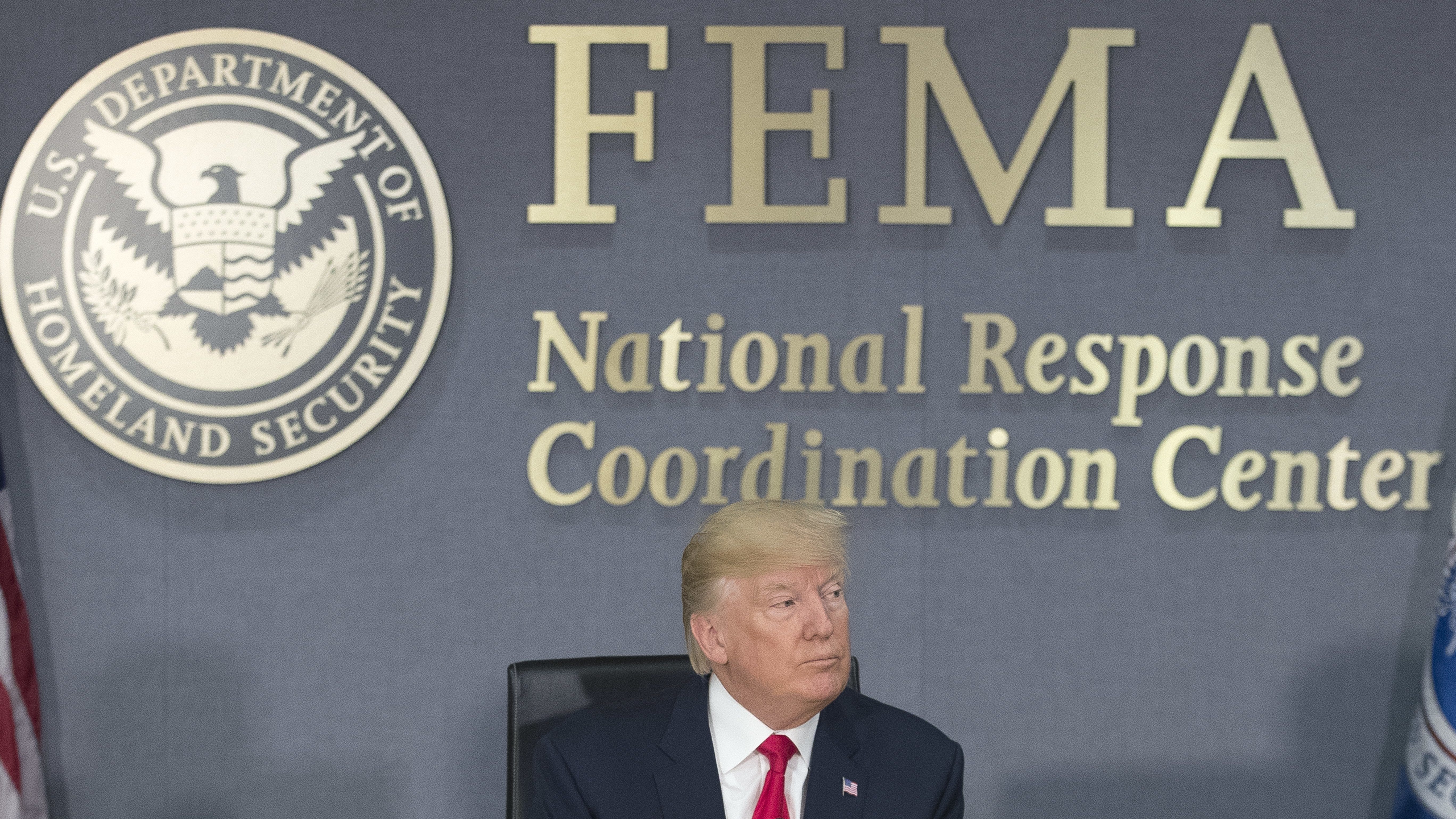 President Trump speaks during a visit to Federal Emergency Management Agency headquarters in Washington, D.C., on Aug. 4. (Getty Images)