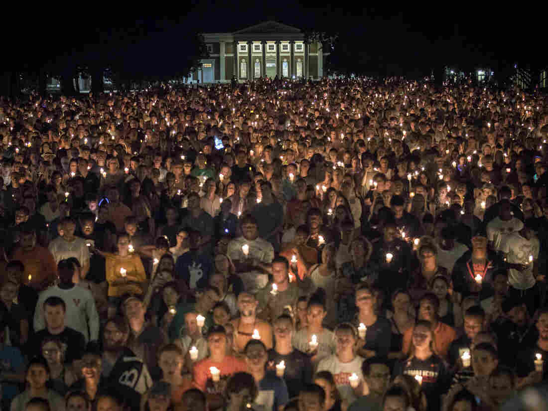 Thousands gathered on the lawn at UVA Wednesday night.
