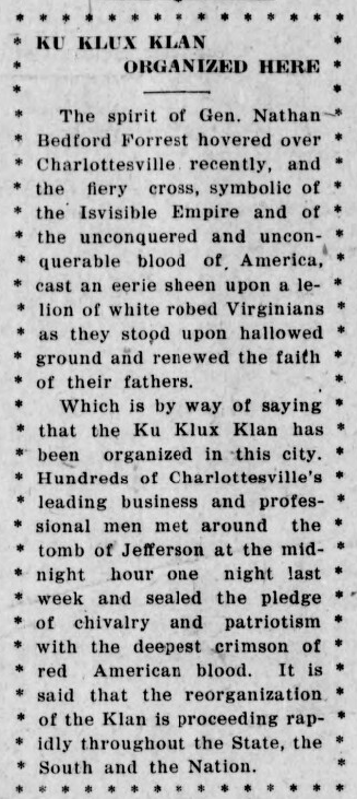 Tracing The Dark Origins Of Charlottesville's KKK : Code