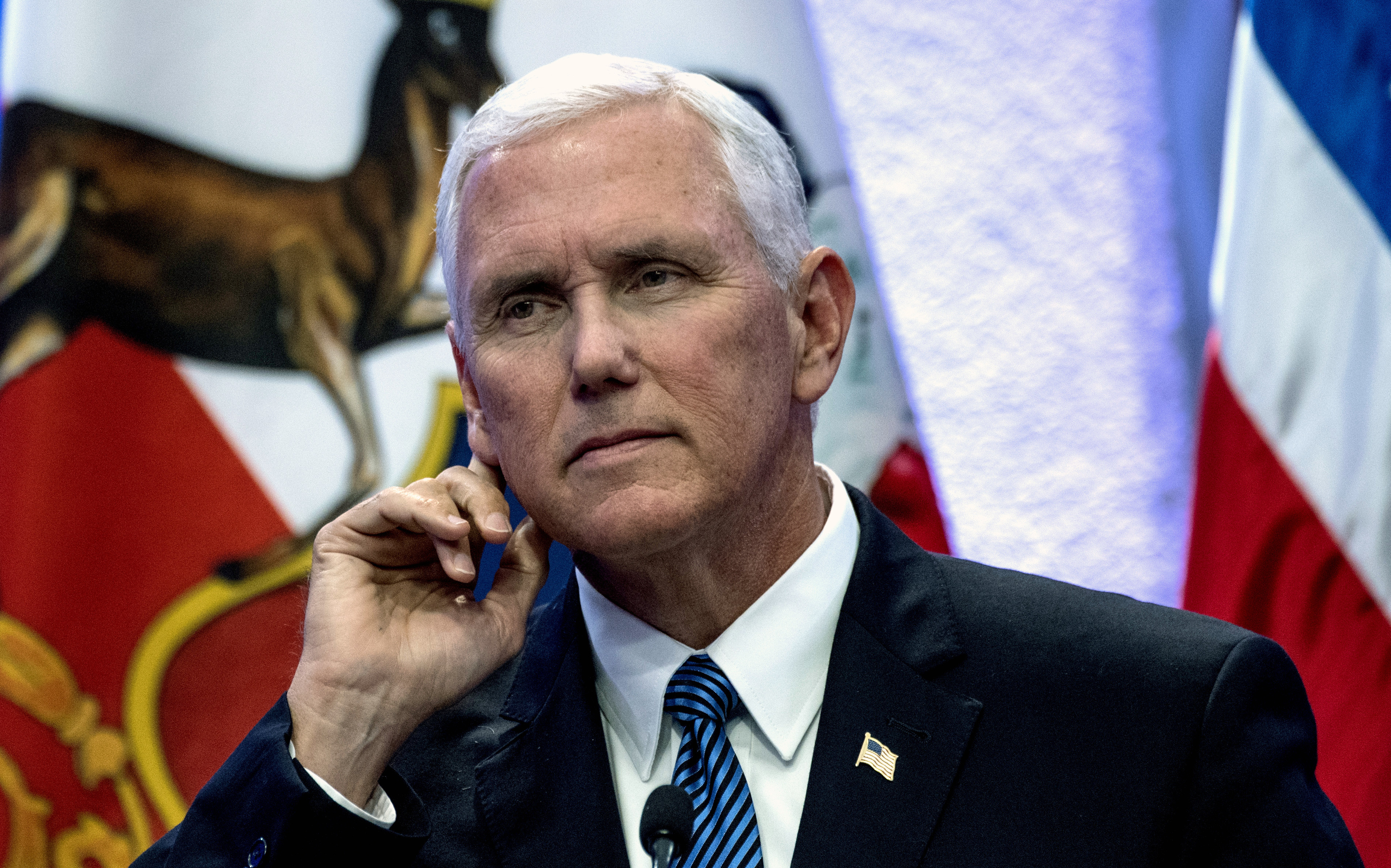Vice President Pence holds a press conference at La Moneda presidential palace in Santiago on Wednesday. (AFP/Getty Images)