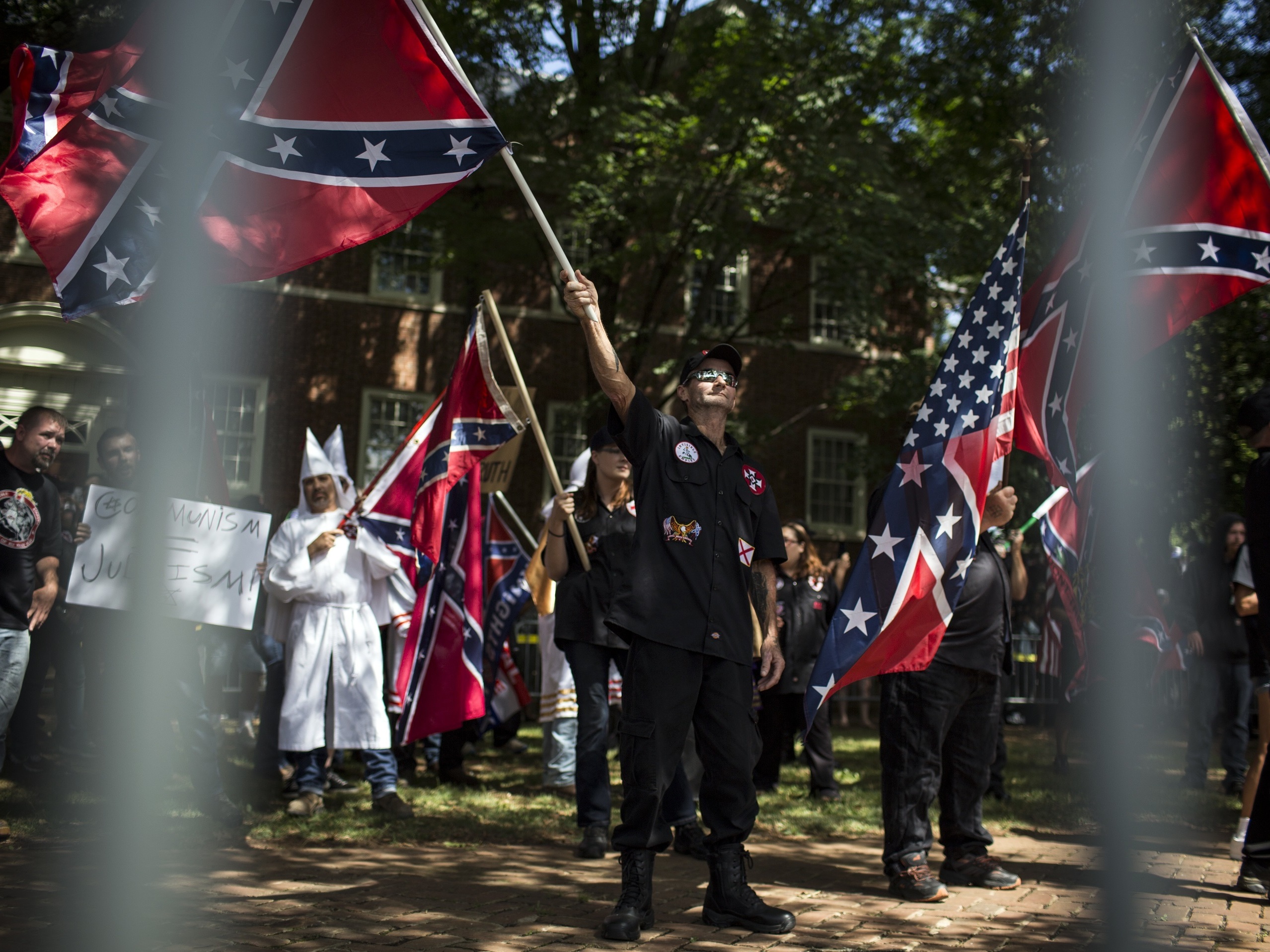 The Ku Klux Klan protests on July 8, 2017, in Charlottesville, Va. (Getty Images)