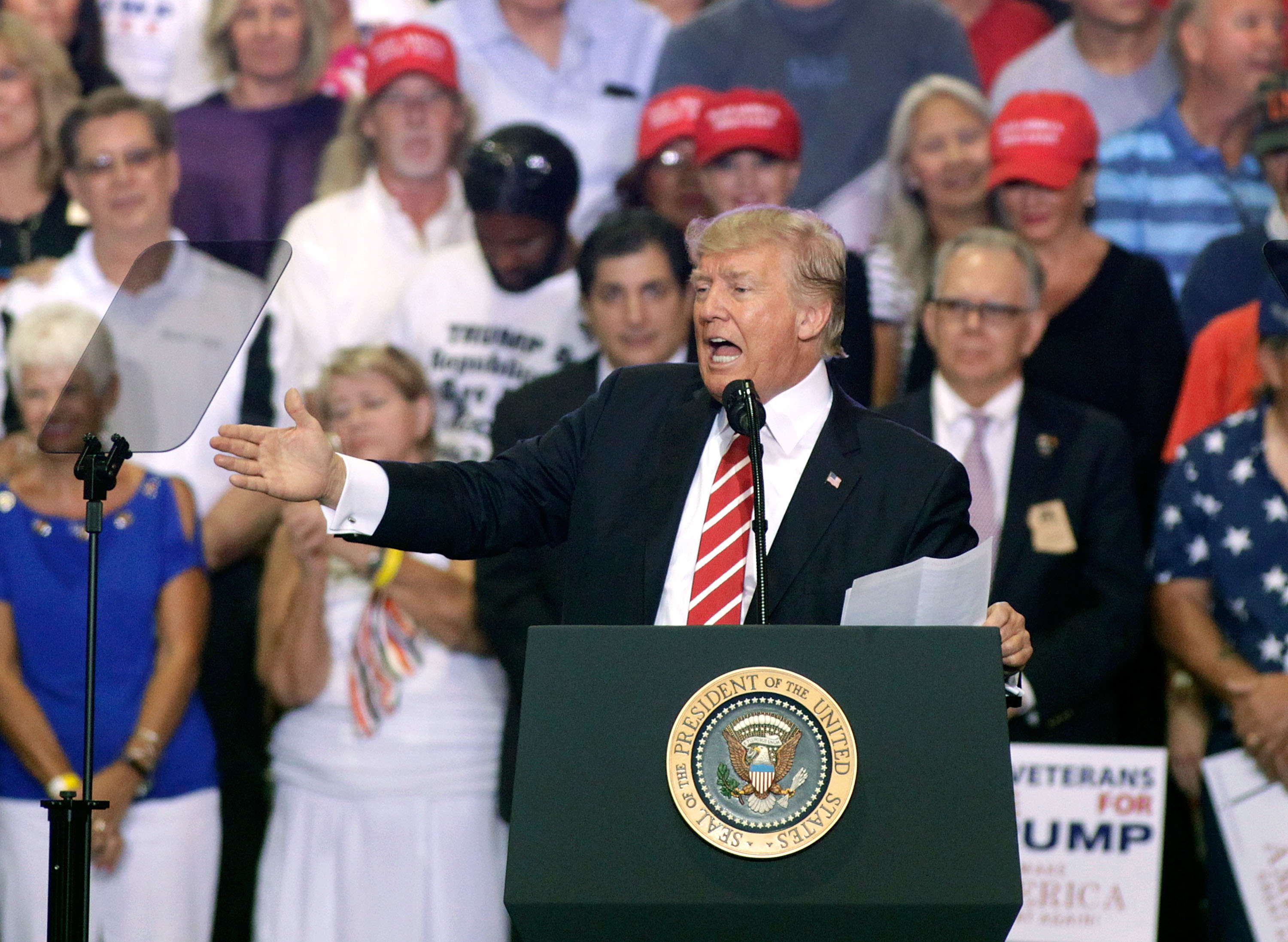 President Trump speaks to supporters Tuesday at a campaign rally in Phoenix. (Getty Images)