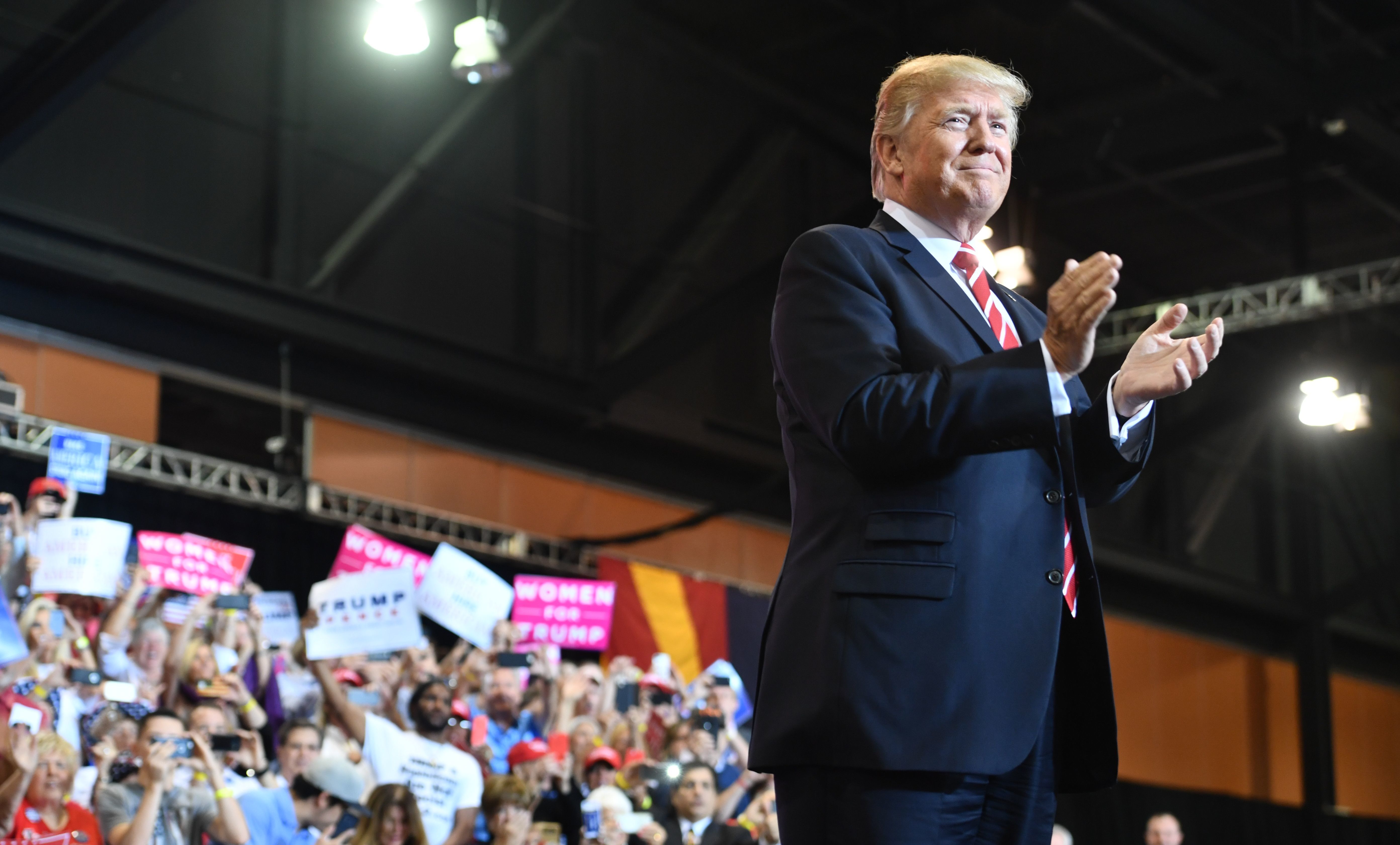 President Trump arrives at his campaign rally in Phoenix on Tuesday. (AFP/Getty Images)