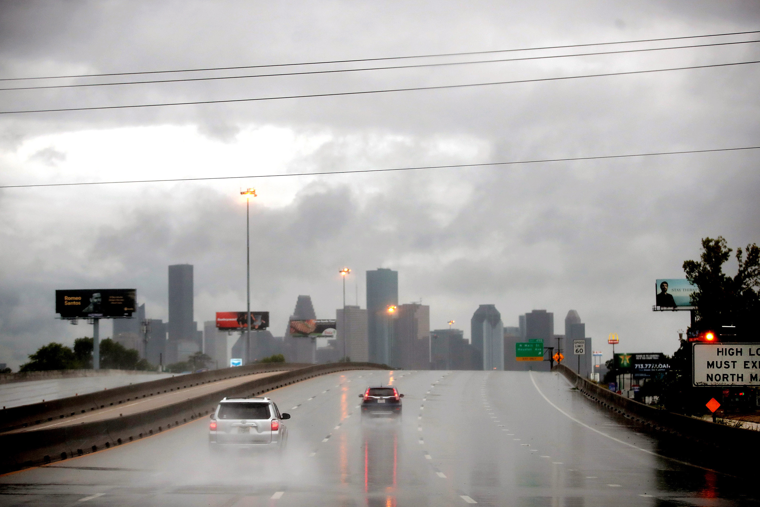 Rain from Hurricane Harvey batters Houston. Harvey is expected to dump upwards of 40 inches of rain in Texas over the next couple of days. (Getty Images)