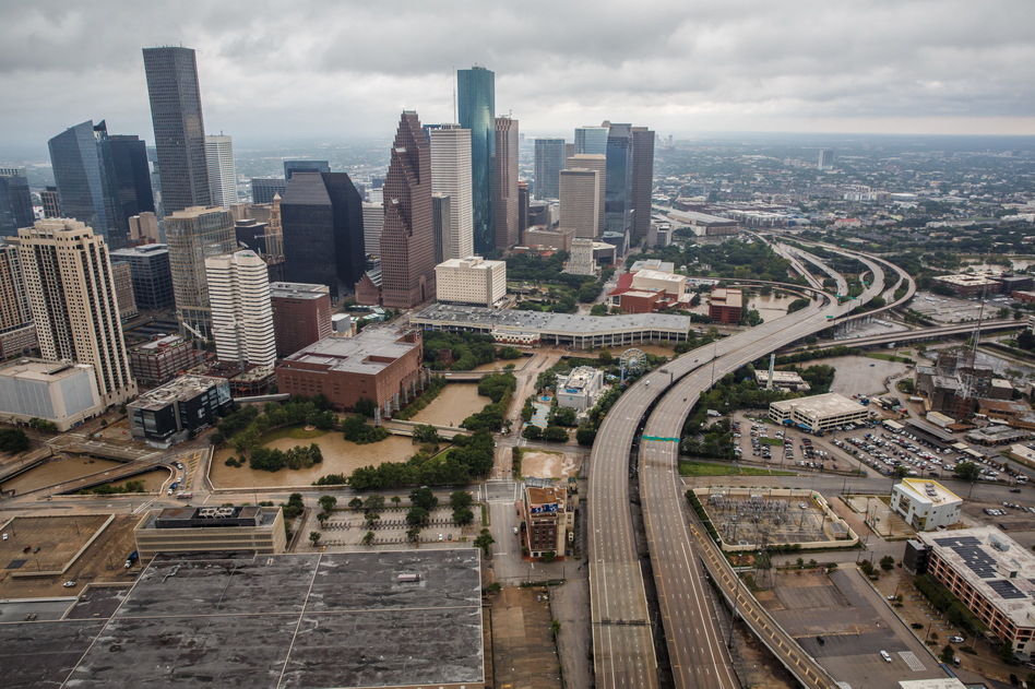 Parts of Houston remain flooded, but most hospitals are up and running, according to Darrell Pile, CEO of the Southeast Texas Regional Advisory Council, which manages the catastrophic medical operations center in Houston. (Marcus Yam/LA Times/Getty Images)