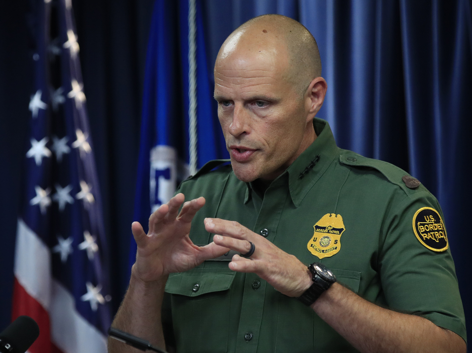 U.S. Customs and Border Protection Acting Deputy Commissioner Ronald Vitiello speaks to reporters about choosing four contractors to build the first prototypes of the border wall. (Manuel Balce Ceneta/AP)