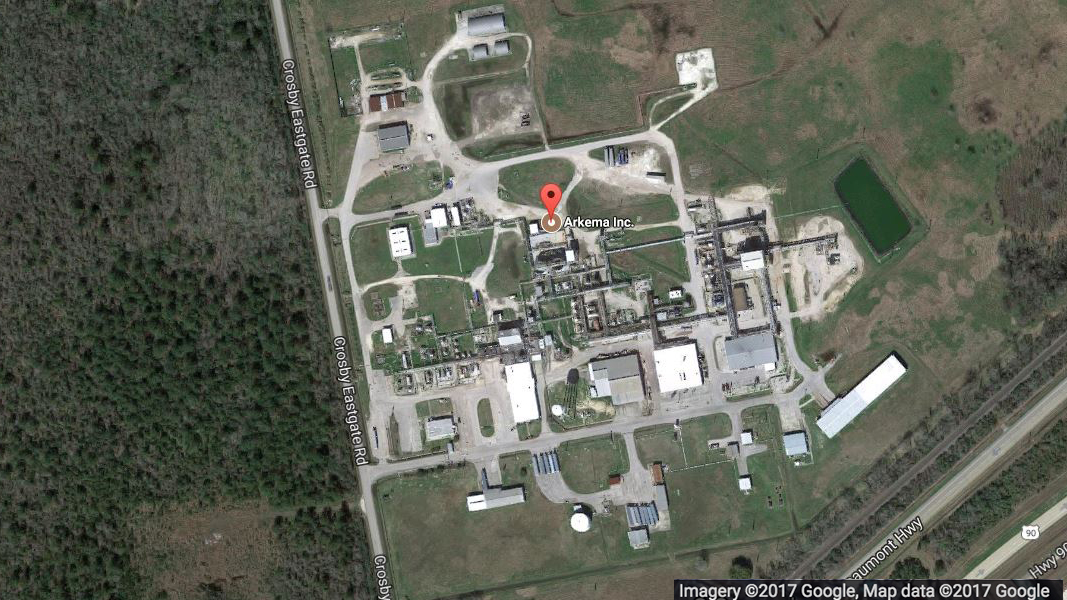 The Arkema plant in Crosby, Texas, is northeast of Houston. The company says it received reports of two explosions at the plant in the early hours of Thursday. Later, the county's emergency and safety officials insisted that nothing at the plant had exploded and that it was containers &quot;popping.&quot; (Google Maps)
