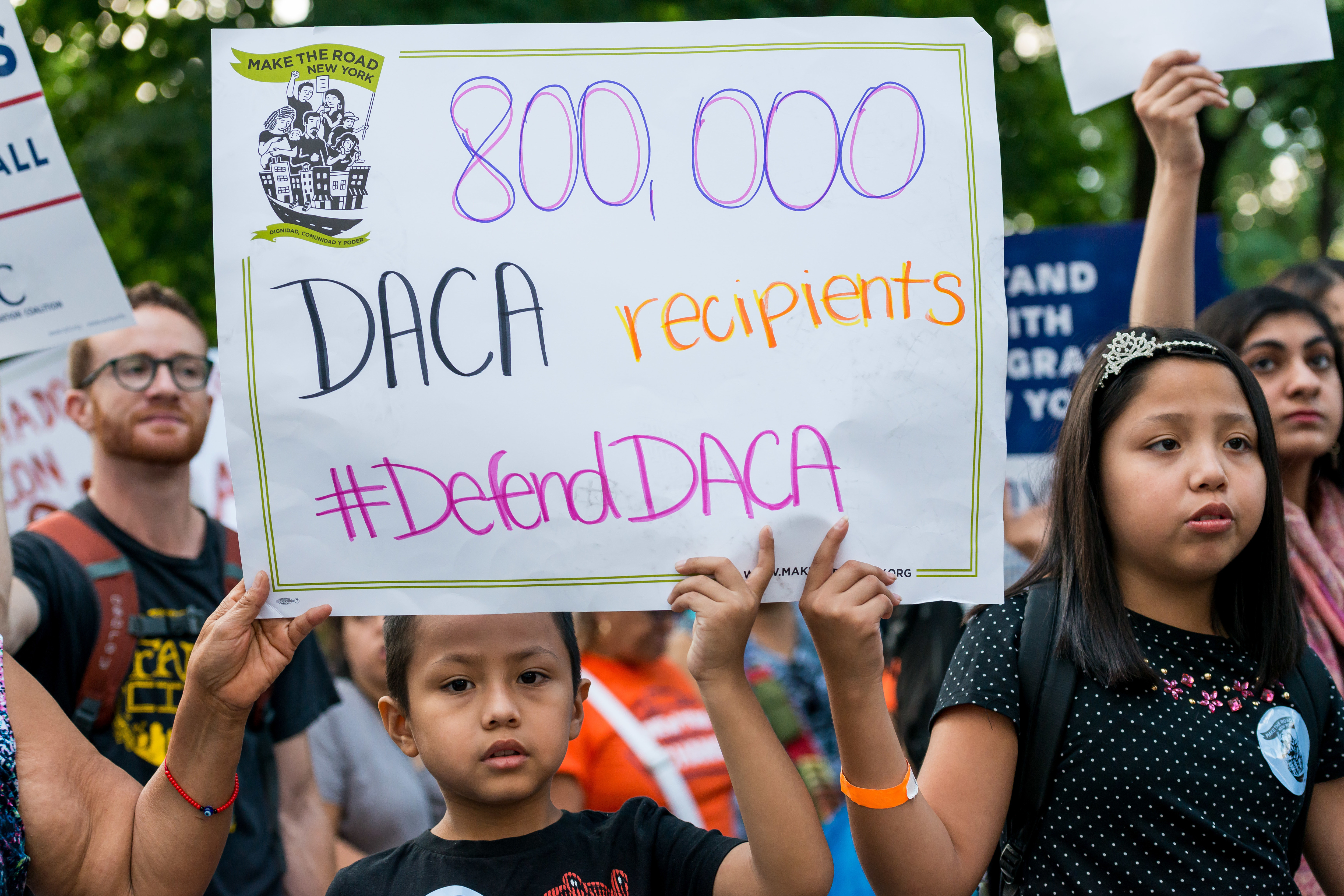 Activists marched to Trump Tower in New York in anticipation of President Trump's elimination of the DACA program. (Getty Images)