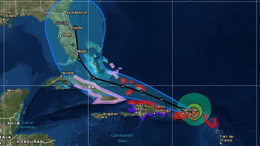 A Category 5 storm, Hurricane Irma's &quot;extremely dangerous core&quot; is moving over parts of the U.S. Virgin Islands and heading for Puerto Rico. (National Hurricane Center)