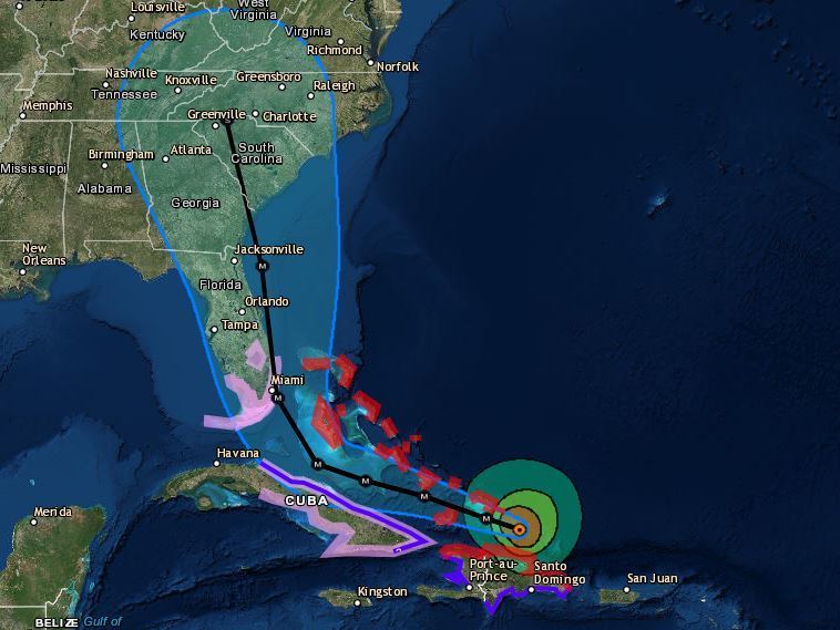&quot;The chance of direct impacts is increasing in portions of Georgia, South Carolina and North Carolina,&quot; the National Hurricane Center says of Hurricane Irma. (National Hurricane Center)