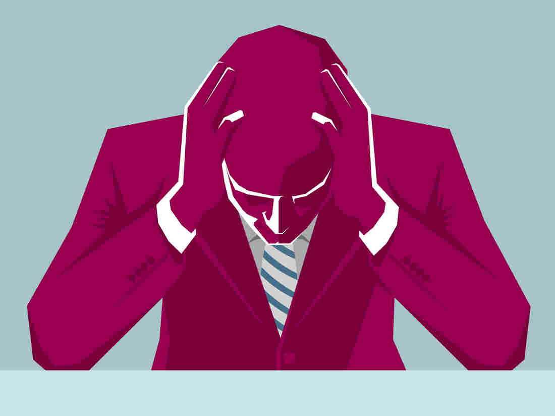 Depressed young businessman.