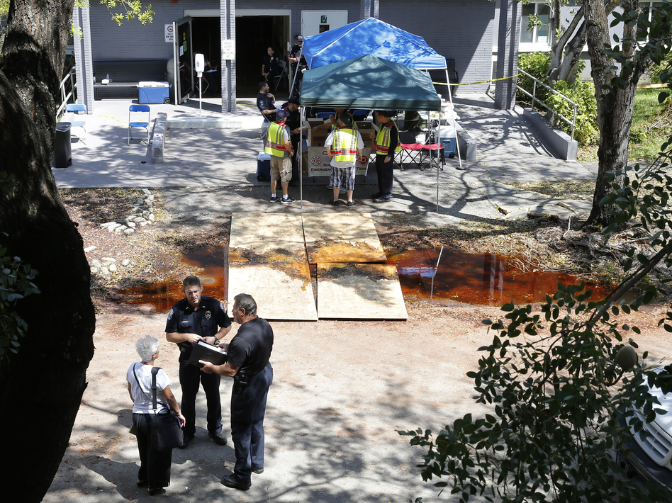 Police said that three people were dead when officers arrived at The Rehabilitation Center at Hollywood Hills in Hollywood Fla., and that five others died later. (Marta Lavandier/AP)