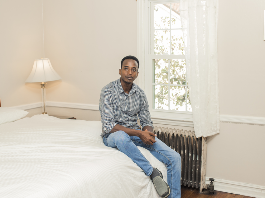 Abdi Iftin resettled in the U.S. from Somalia in 2014, according to Oxfam. He says he is living the American dream "because I can speak out for what I believe in, and I don't have to be afraid."