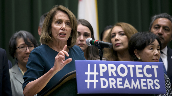 Rep. Nancy Pelosi, the top Democrat in the U.S. House, discusses immigration overhaul before a group of students, faculty and others at California State University, Sacramento on Monday. Earlier she was shouted down by young immigrants at an event in San Francisco where she was trying to drum up support for legislation that would grant legal status to young immigrants.