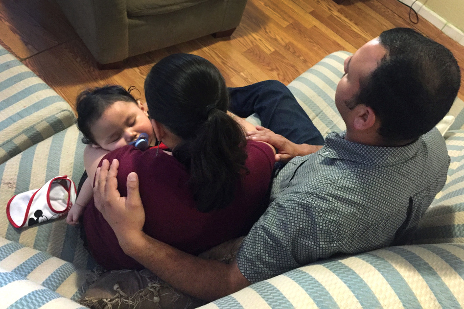Irma and Oscar Sanchez were apprehended by the Border Patrol when they took their infant son, Isaac, to a children's hospital to have emergency surgery. (John Burnett/NPR)