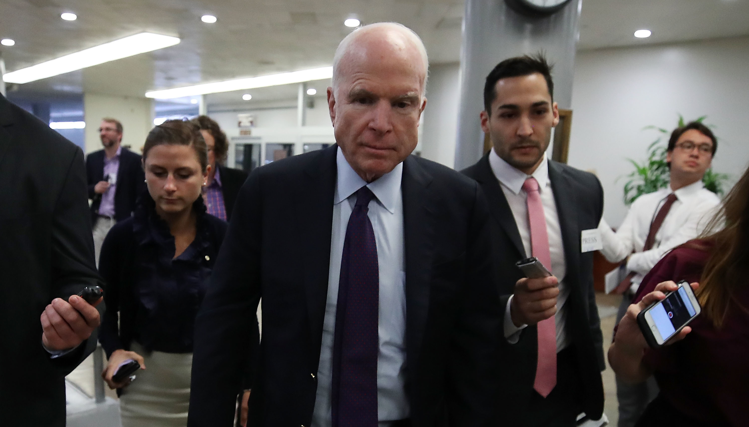 Sen. John McCain, R-Ariz., seen on Capitol Hill on Monday, has announced his opposition to the latest GOP health care proposal. (Getty Images)
