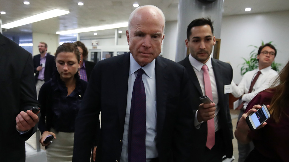 Sen. John McCain, R-Ariz., seen on Capitol Hill on Monday, has announced his opposition to the latest GOP health care proposal.