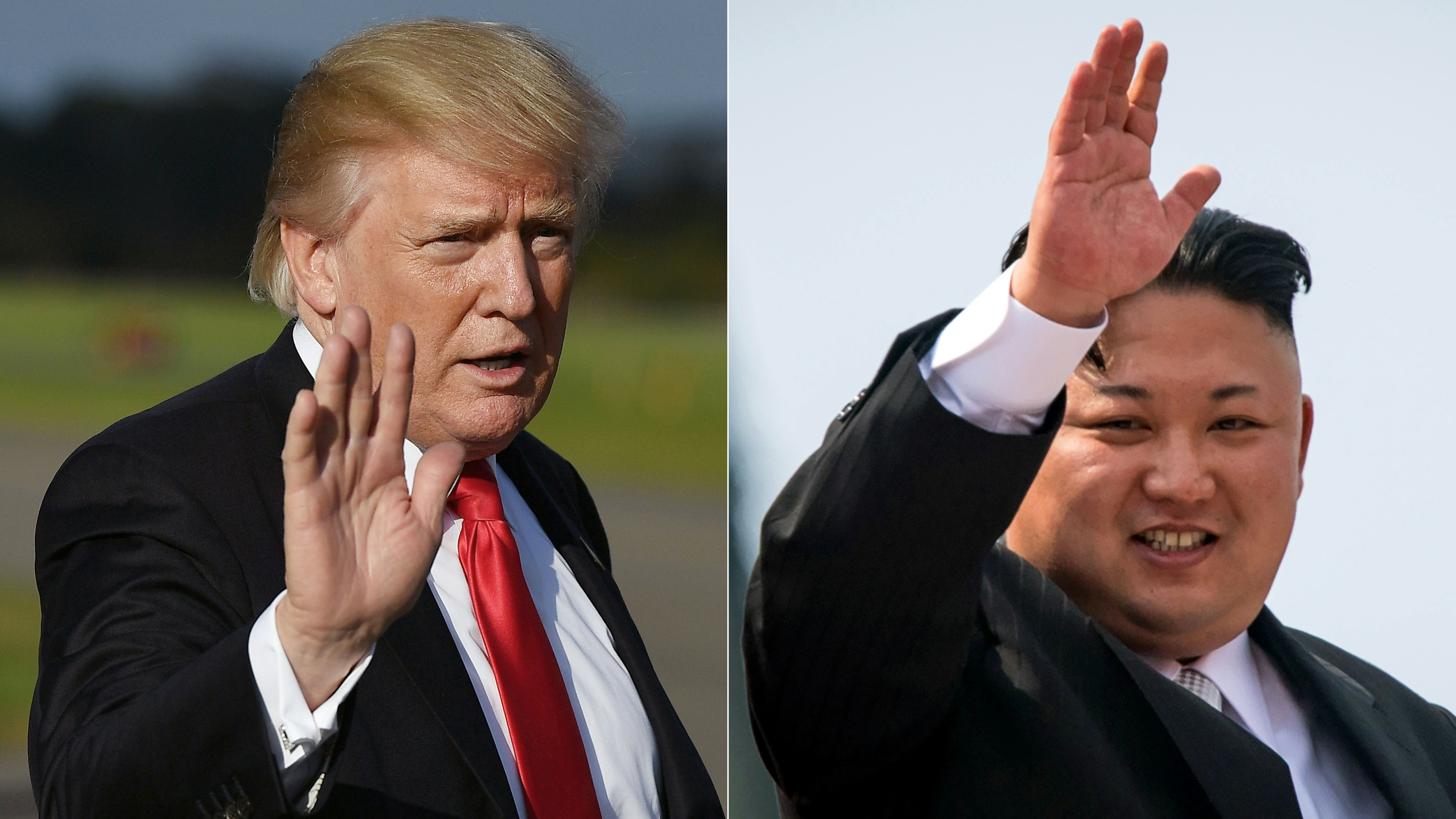 President Trump in Morristown, N.J., in September and Kim Jong Un following a military parade in Pyongyang earlier this year. (AFP/Getty Images)