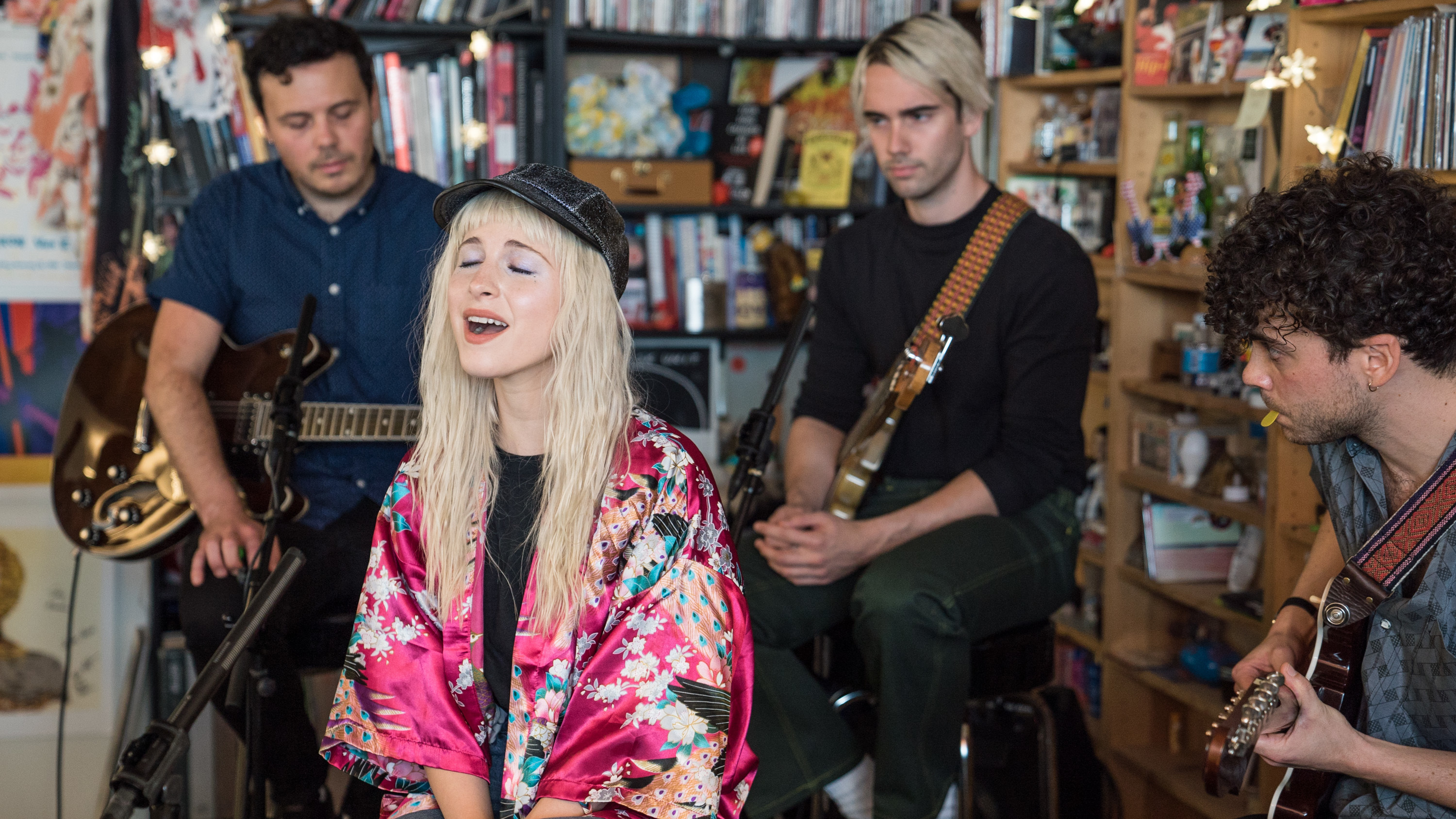 Paramore performs a Tiny Desk Concert on Sept. 13, 2017. (Christina Ascani/NPR)