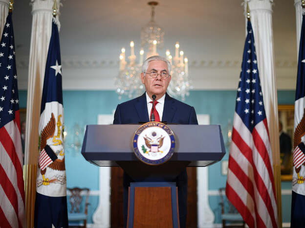 Secretary of State Rex Tillerson said at a briefing Wednesday that a news report that he intended to resign was 'intended to divide' and that he was 'not going to deal with petty nonsense.' (Image credit: AFP/Getty Images)