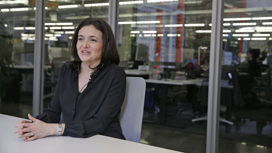 In this photo taken Tuesday Feb. 3, 2015, Facebook chief operating officer Sheryl Sandberg answers questions during an interview at Facebook headquarters in Menlo Park, Calif. Sandberg is in Washington on Capitol Hill this week meeting with lawmakers and investigators. (Eric Risberg/AP)