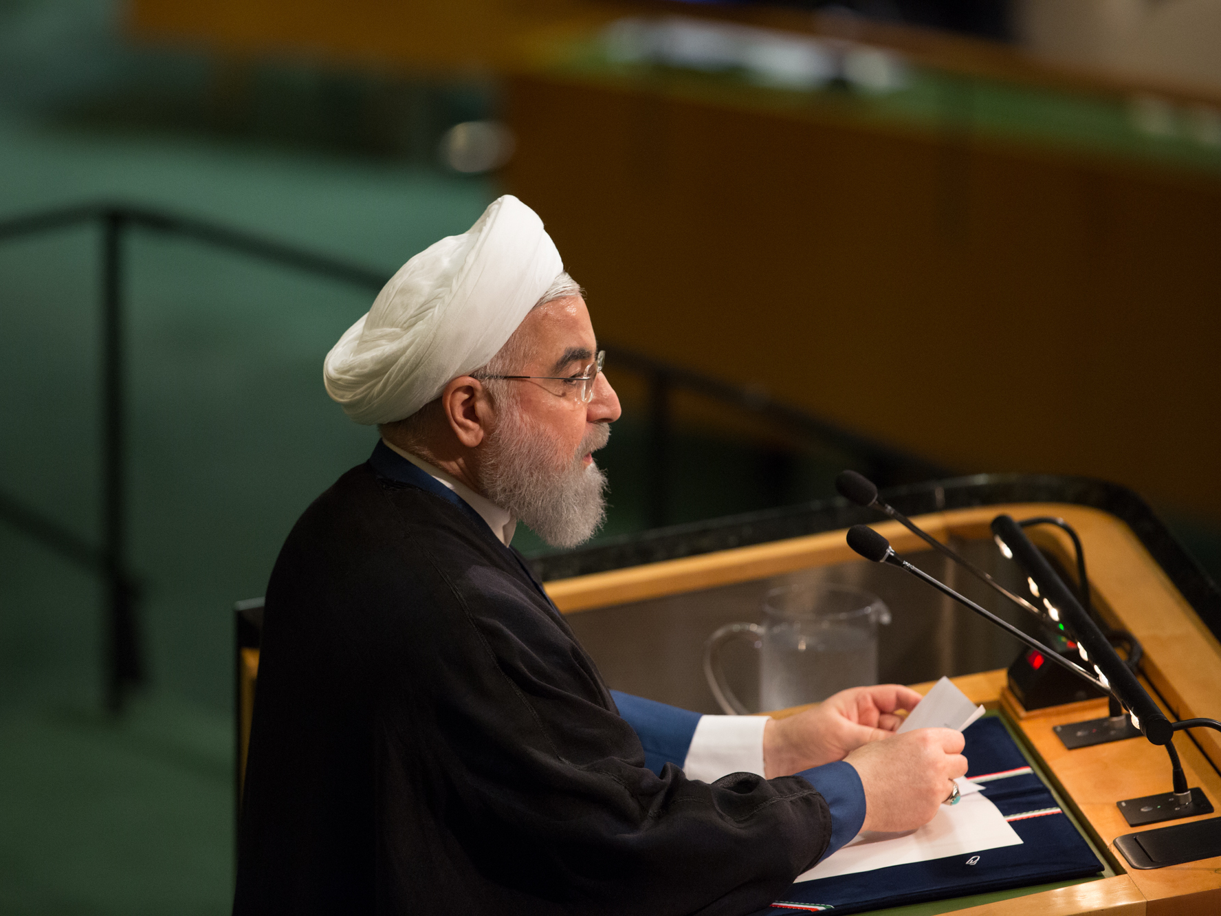 Iran's President Hassan Rouhani speaks at the United Nations in September. (Getty Images)