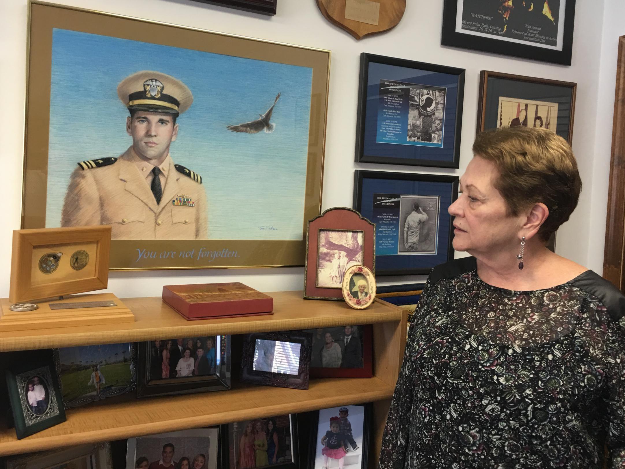 Ann Mills-Griffiths has spent almost 40 years leading the National League of POW/MIA Families. Her brother is a missing naval aviator. (North Carolina Public Radio - WUNC)