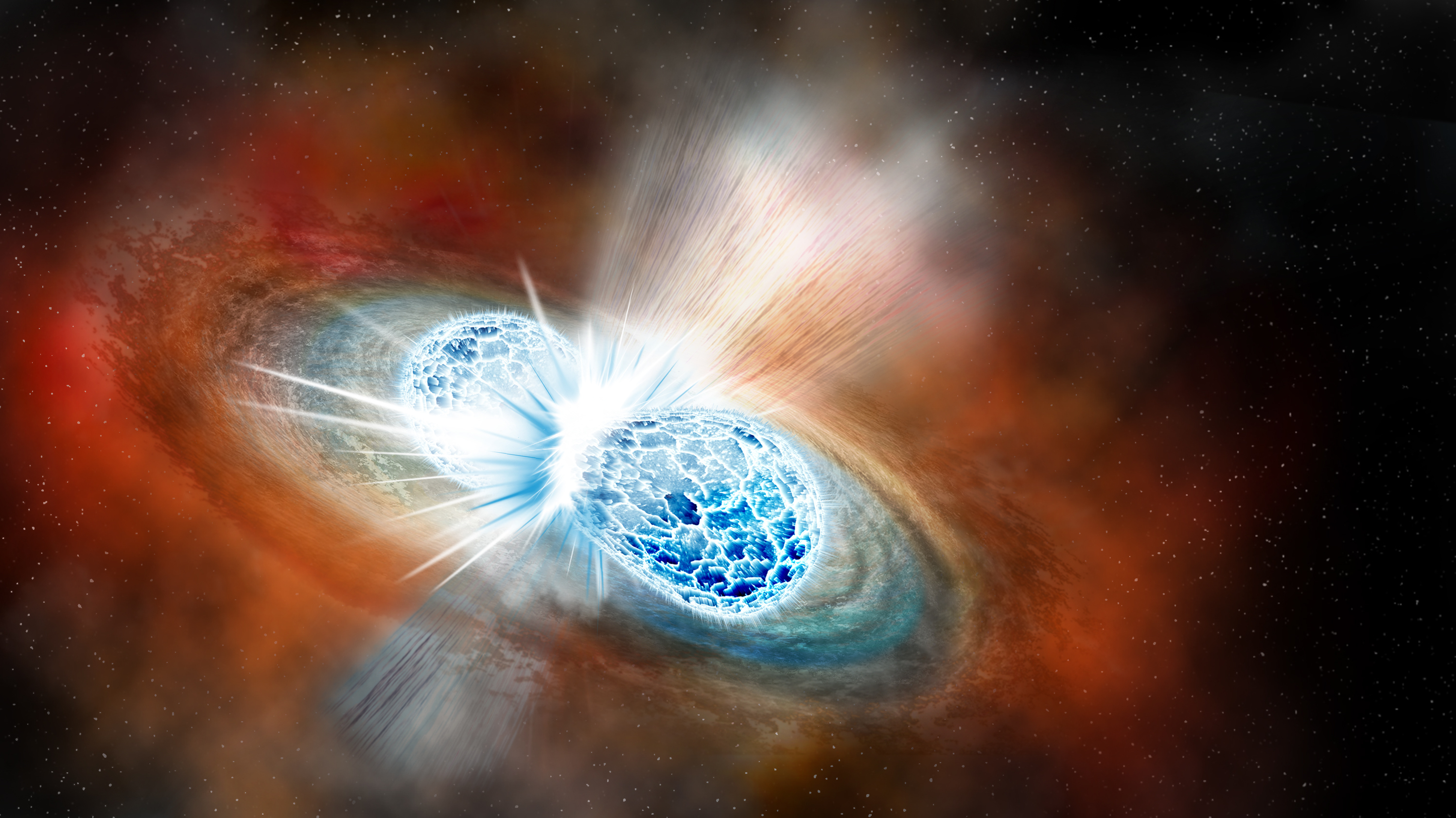 The collision of two neutron stars, seen in an artist