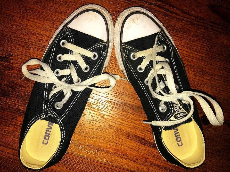 The shoes Misty Jones wore the night of the Las Vegas shooting. "These shoes carried me on the most important run of my life...for my life," Jones wrote in a Facebook post.