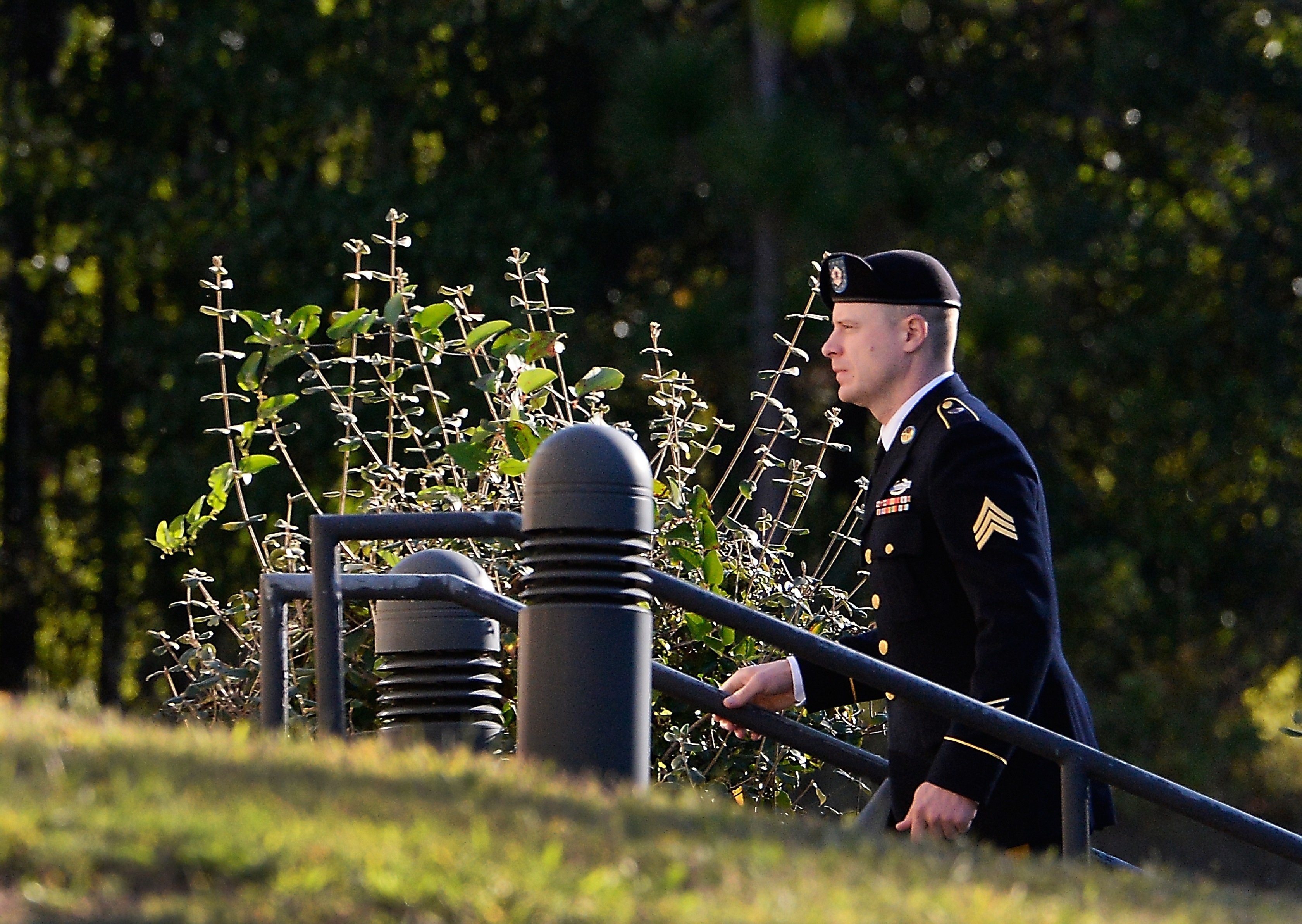 U.S. Army Sgt. Bowe Bergdahl enters the Fort Bragg military courthouse for his sentencing hearing on Wednesday in Fort Bragg, N.C. (Getty Images)