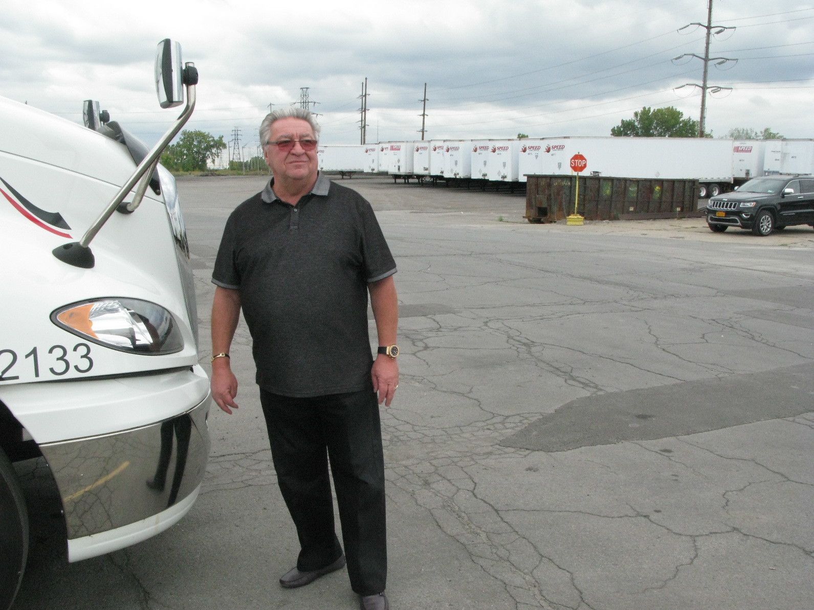 Carl Savarino is president of Buffalo's Speed Global Services, which operates eight trucks a day across the border into Canada. (NPR)