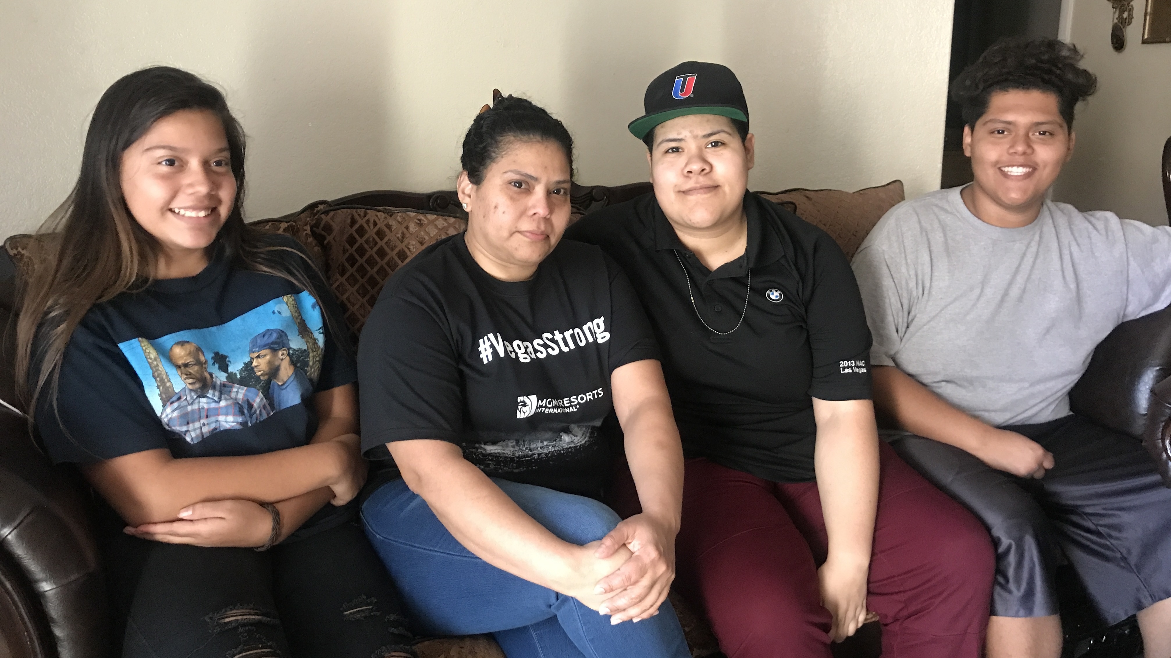 (From left) Nazareth Jiménez-Garcia, 13, her mother Francis Garcia, 41, her sister Frances Arleth Garcia, 20 and her brother Uriel Guevara Garcia, 17. (NPR)