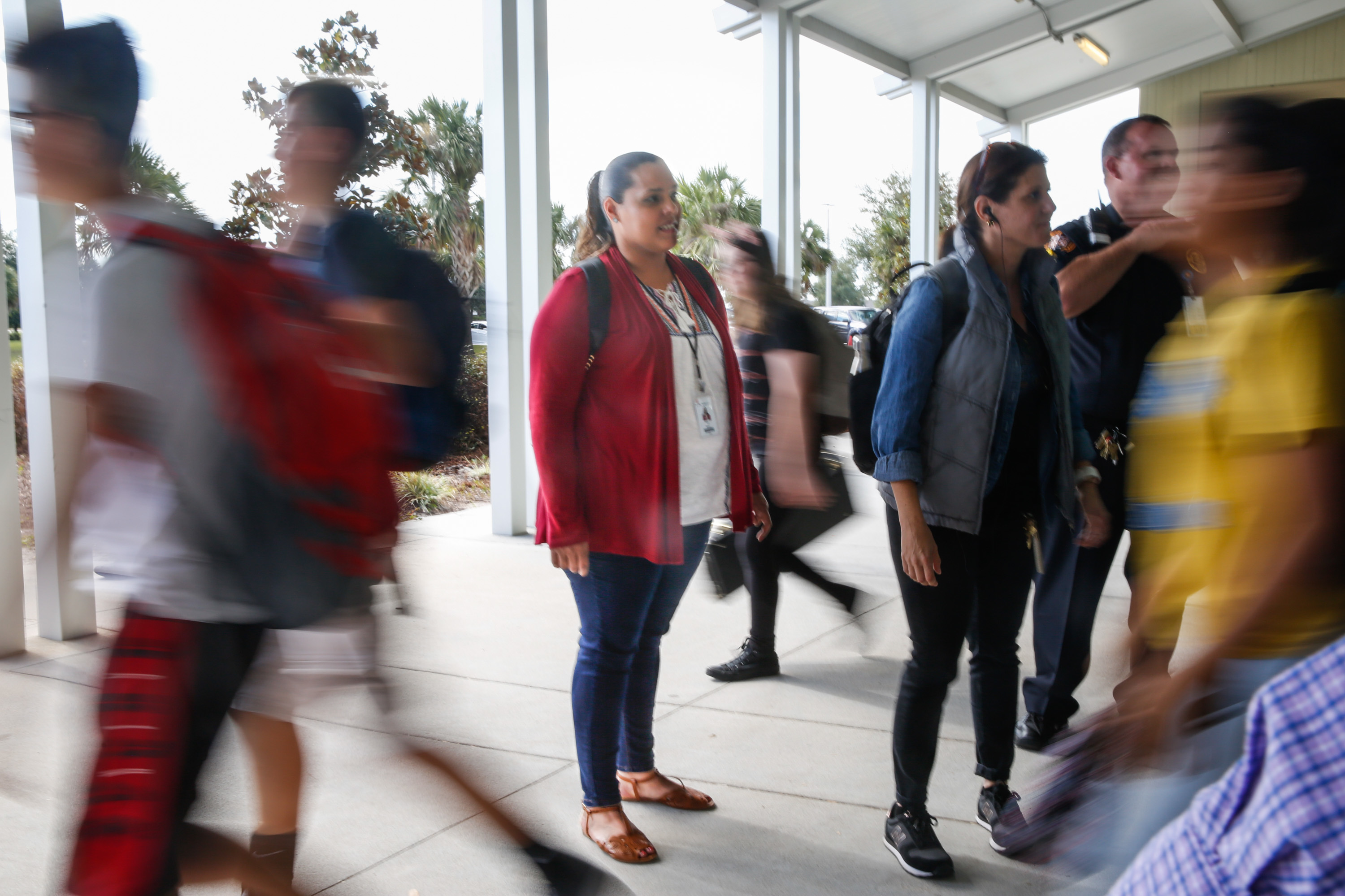 'A New Reality': Students And Teachers From Puerto Rico Start Over In Florida 7 Yara Ramos oversees dismissal at SunRidge Middle School.