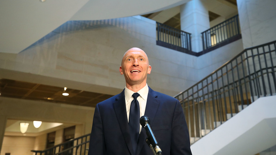 Carter Page, former foreign policy adviser for the Trump campaign, speaks to the media after testifying before the House Intelligence Committee on Nov. 2. (Mark Wilson/Getty Images)