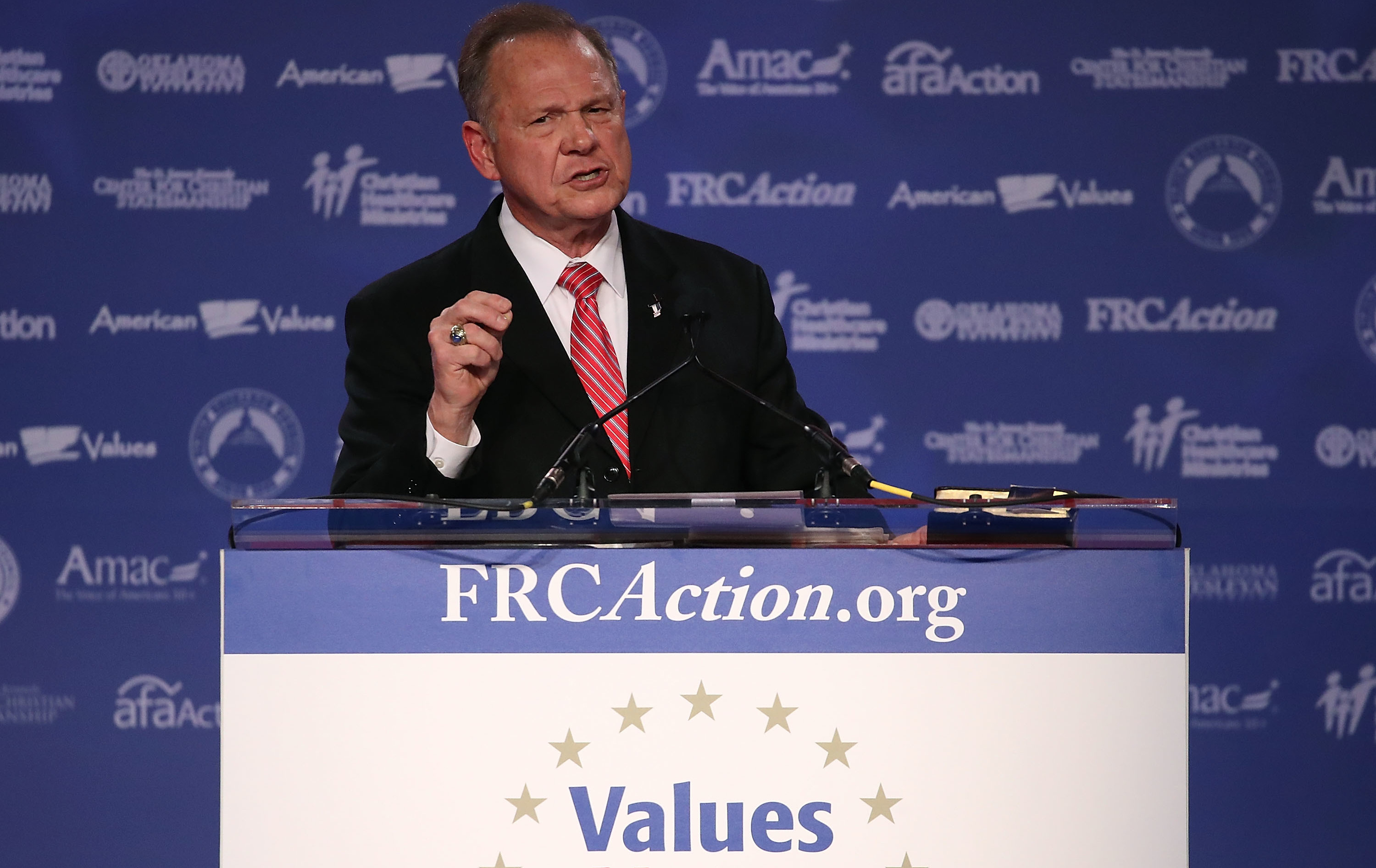 Roy Moore, GOP Senate candidate and former Alabama chief justice, speaks during the annual Family Research Council's Values Voter Summit in Washington, D.C., on Oct. 13. (Getty Images)