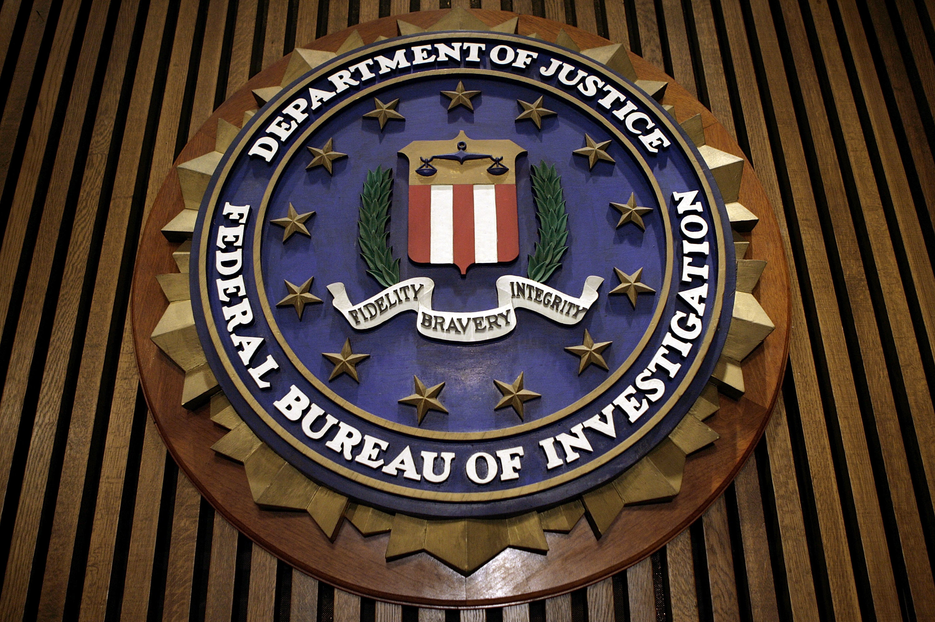 The seal of the F.B.I. hangs in the Flag Room at the bureau's headquarters. (Getty Images)