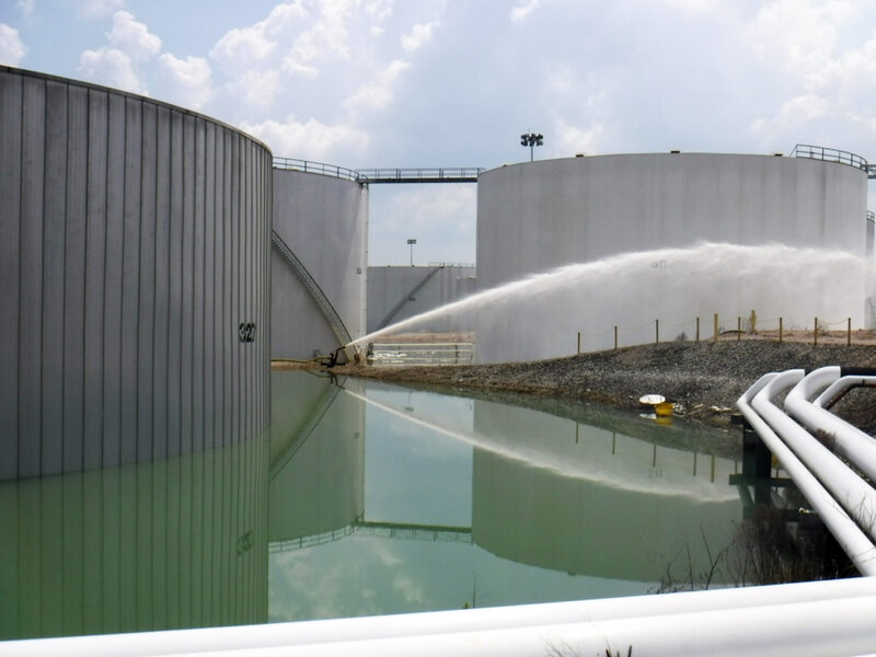 Some 461,000 gallons of gasoline spilled at the Magellan Midstream facility in Galena Park, Texas, during Hurricane Harvey, leading nearby residents to complain about overwhelming odors. (U.S. Coast Guard via AP)