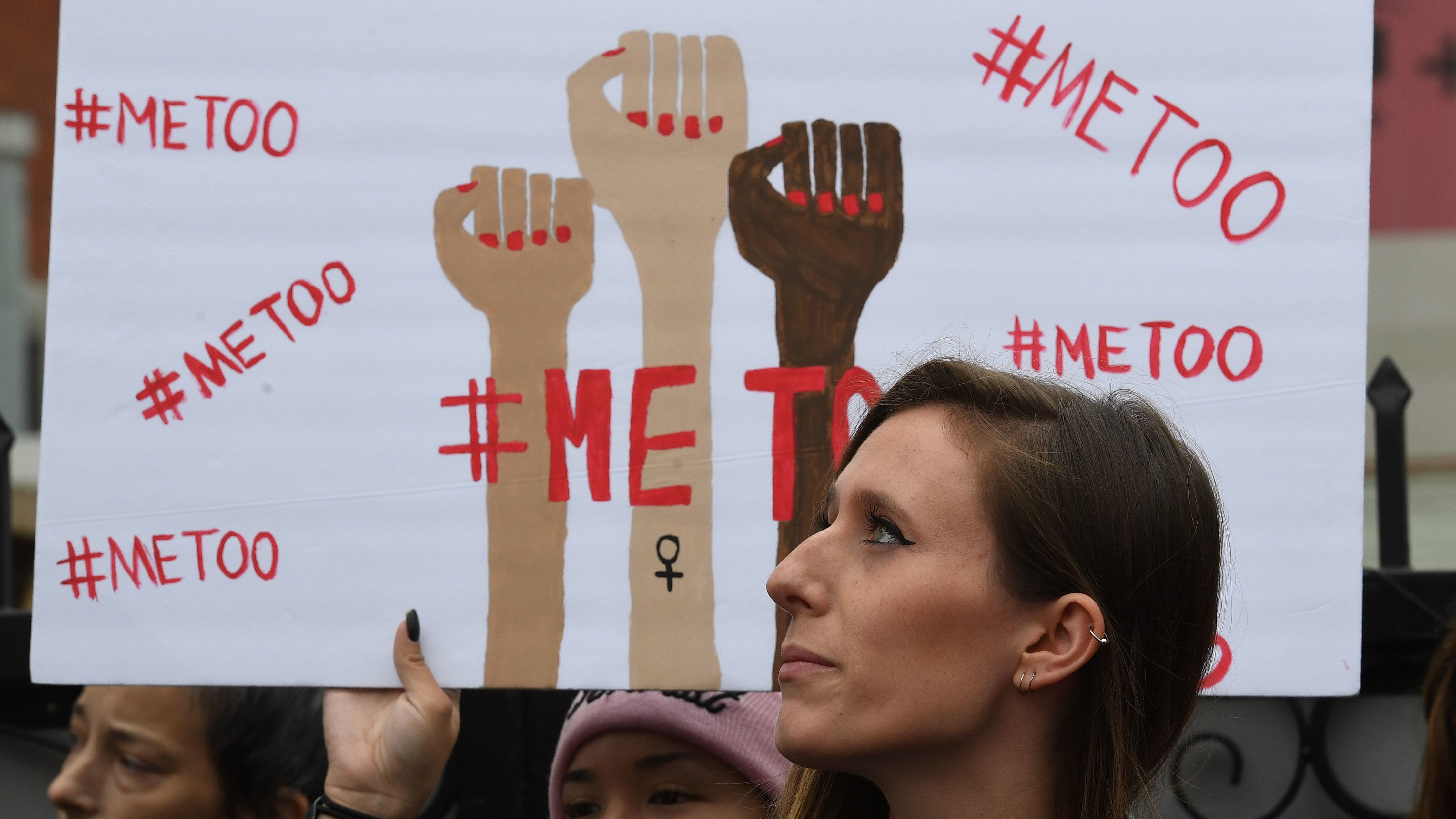 Victims of sexual harassment, sexual assault, sexual abuse and their supporters protest during a #MeToo march this month in Hollywood, Calif. (AFP/Getty Images)