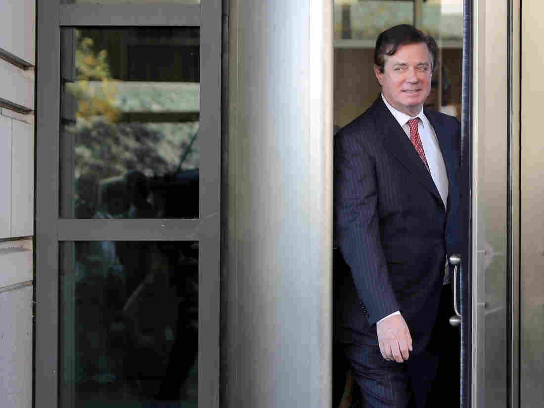 Former Trump campaign chairman Paul Manafort leaves federal court following a hearing Thursday. Manafort and his former business partner Richard Gates pleaded not guilty to a 12-charge indictment.