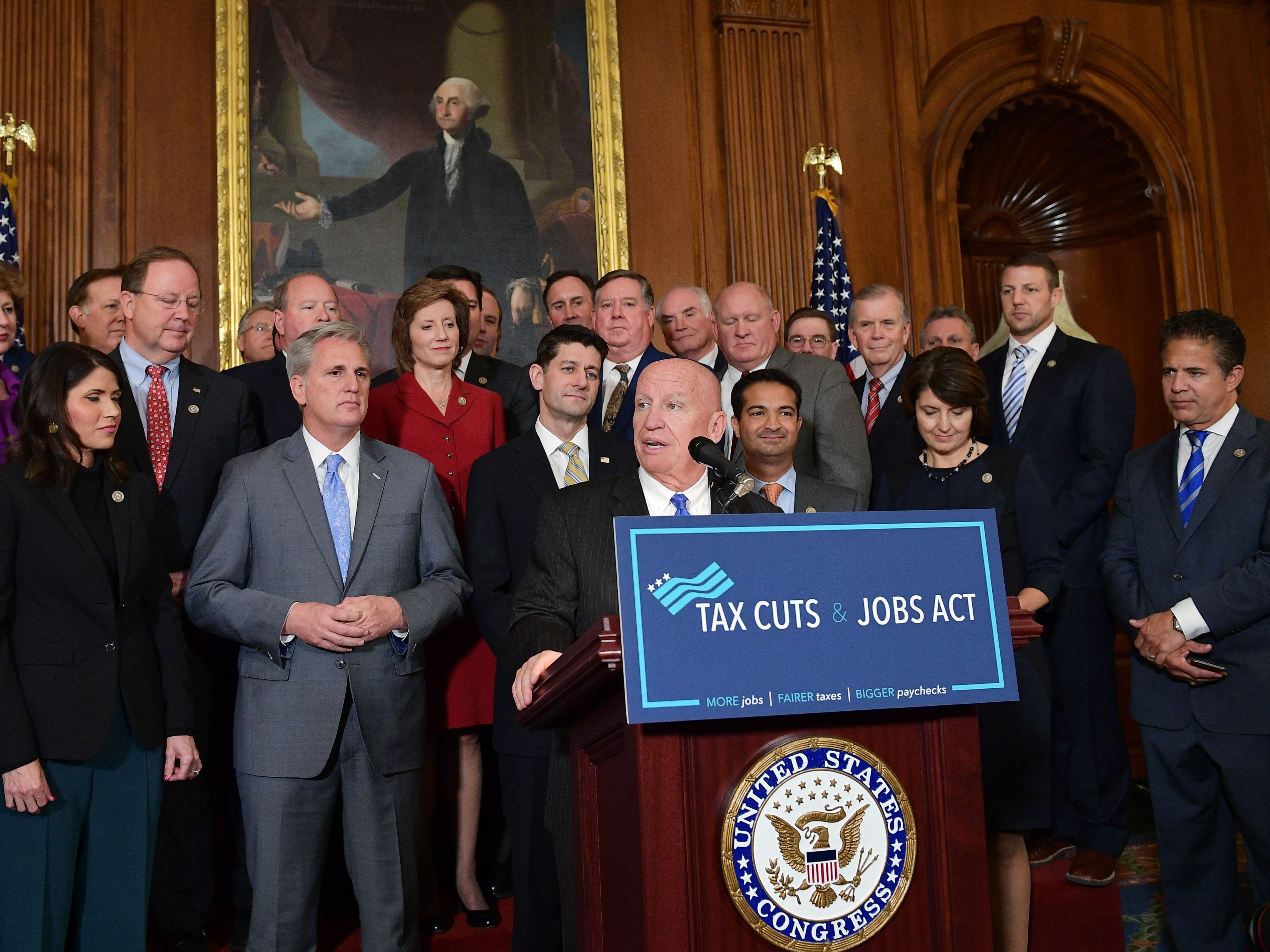 House Ways and Means Committee Chairman Kevin Brady, R-Texas, speaks after the House passed its version of the Republican tax overhaul on Nov. 16. The measure includes a repeal of the alternative minimum tax. (AFP/Getty Images)