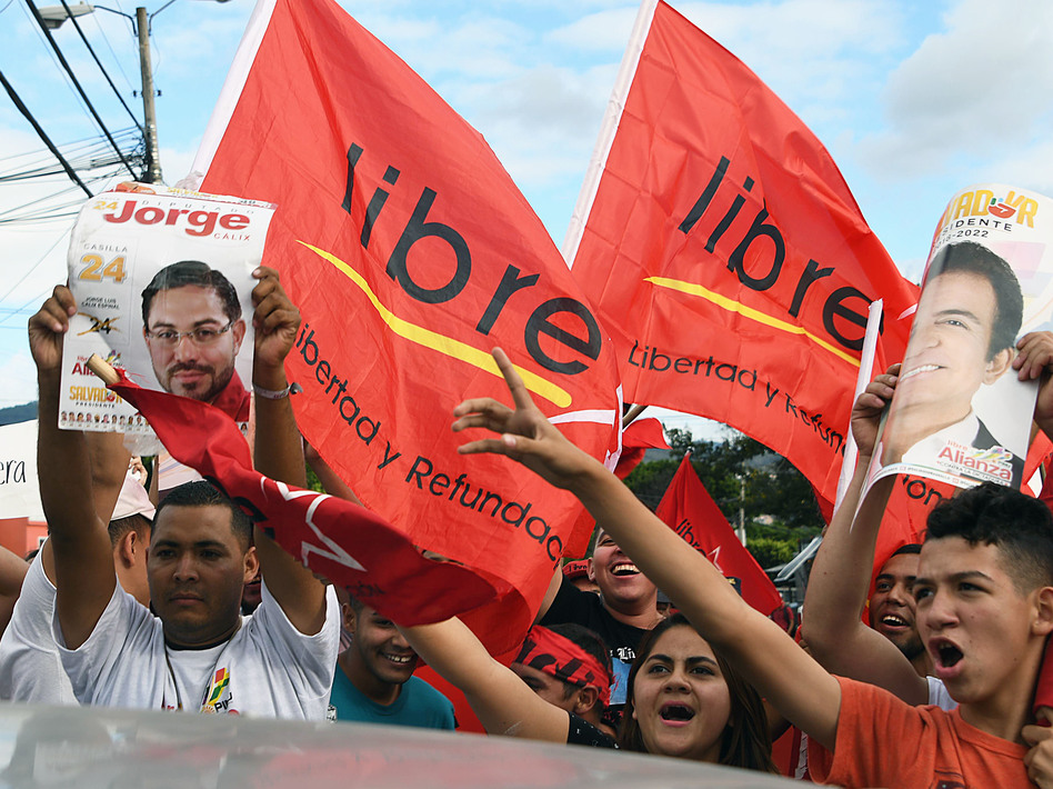 Supporters of Honduran presidential candidate for the Opposition Alliance against the Dictatorship party Salvador Nasralla protest in Tegucigalpa, on Wednesday. (Orlando Sierra/AFP/Getty Images)