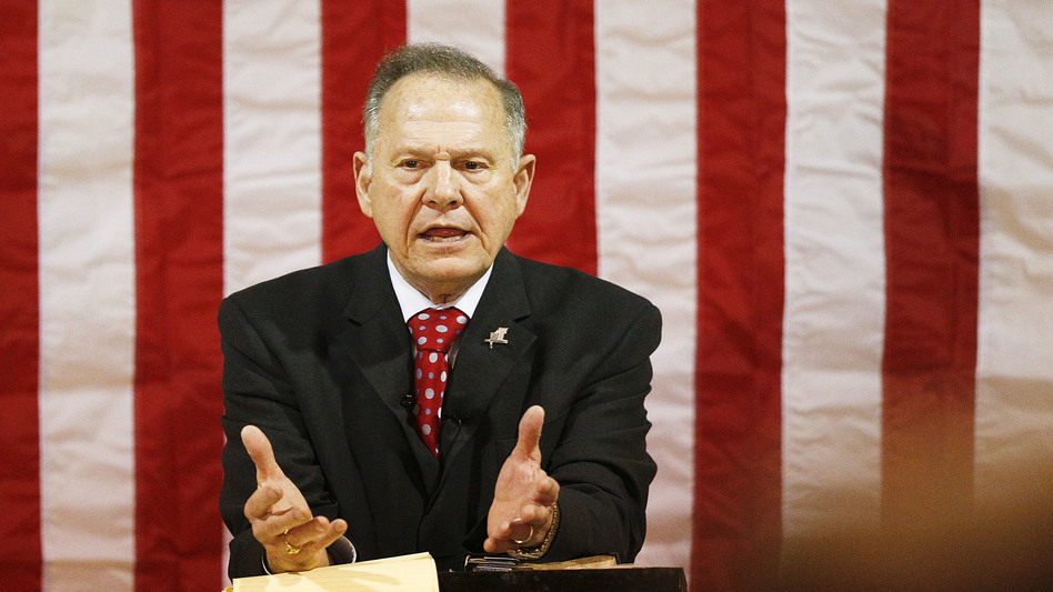 Former Alabama Chief Justice and U.S. Senate candidate Roy Moore speaks at a rally Thursday, in Dora, Ala. (Brynn Anderson/AP)