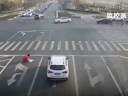 The man was fined about $150 for unauthorized road painting. Crews arrived afterward to restore the arrows to their original orientation. (CGTN)