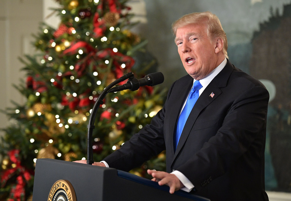President Trump delivers a statement on Jerusalem from the White House on Wednesday. (Mandel Ngan/AFP/Getty Images)